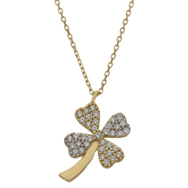 Gargantilla oro 18kl trebol circonitas