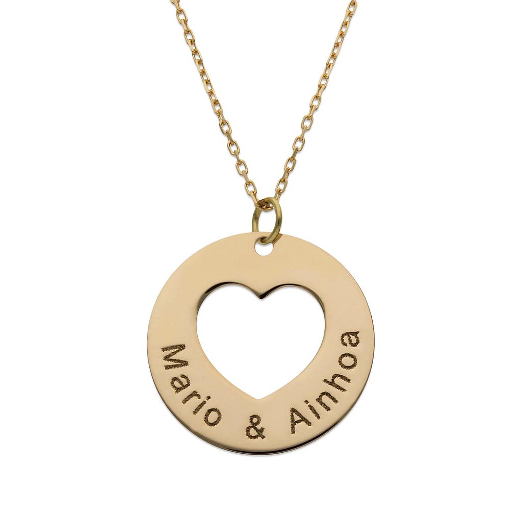 Gargantilla oro 18kl corazon + nombres