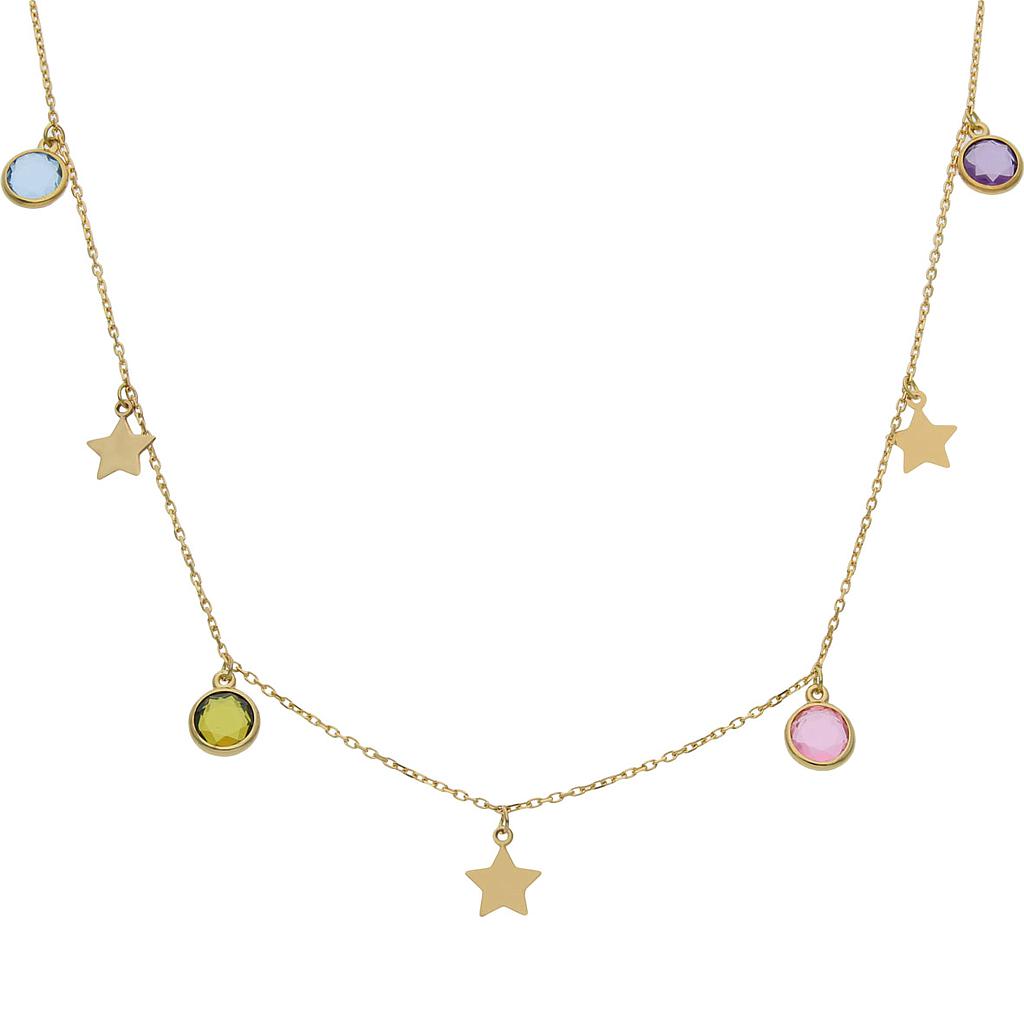 Gargantilla oro 18kl estrellas + piedras