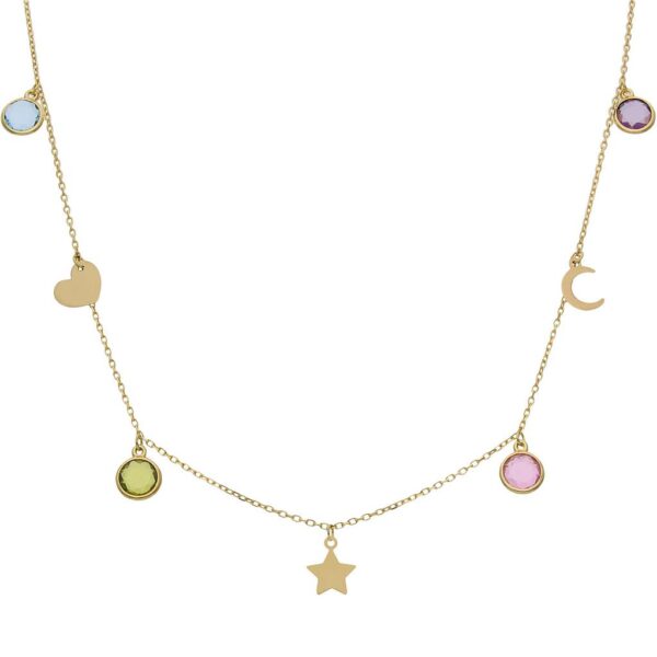 Gargantilla oro 18kl charms mix + piedras
