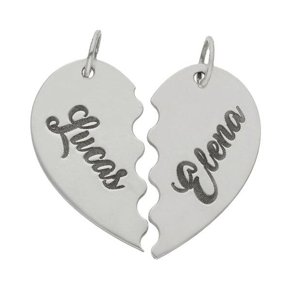 Colgante oro blanco 18kl corazon partido