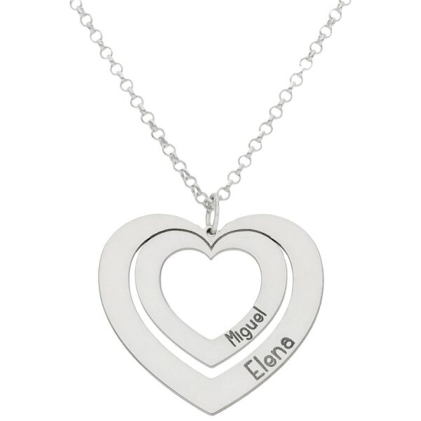 Gargantilla oro blanco 18kl corazones nombres