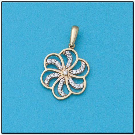 Colgante oro 18kl flor circonitas