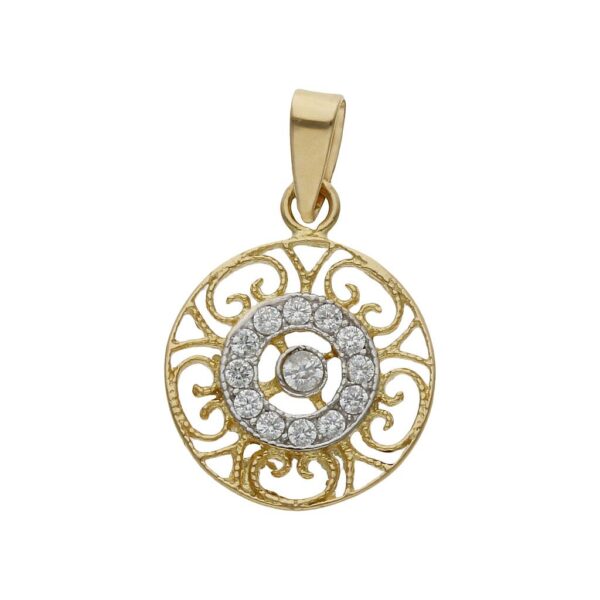 Colgante oro 18kl redondo circonitas