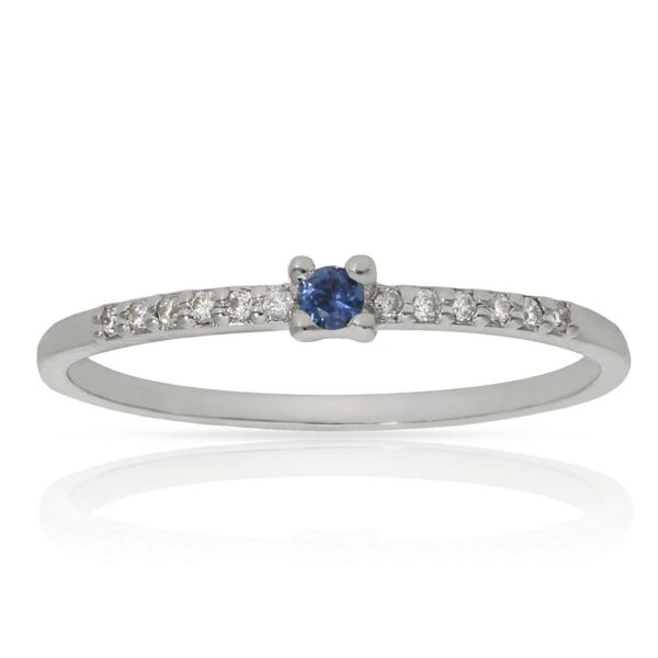 Sortija oro blanco 18kl zafiro + diamantes