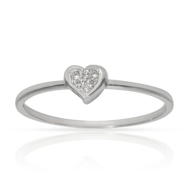 Sortija oro blanco 18kl corazon diamantes