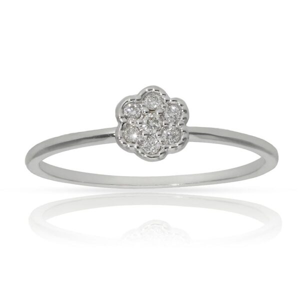Sortija oro blanco 18kl flor diamantes