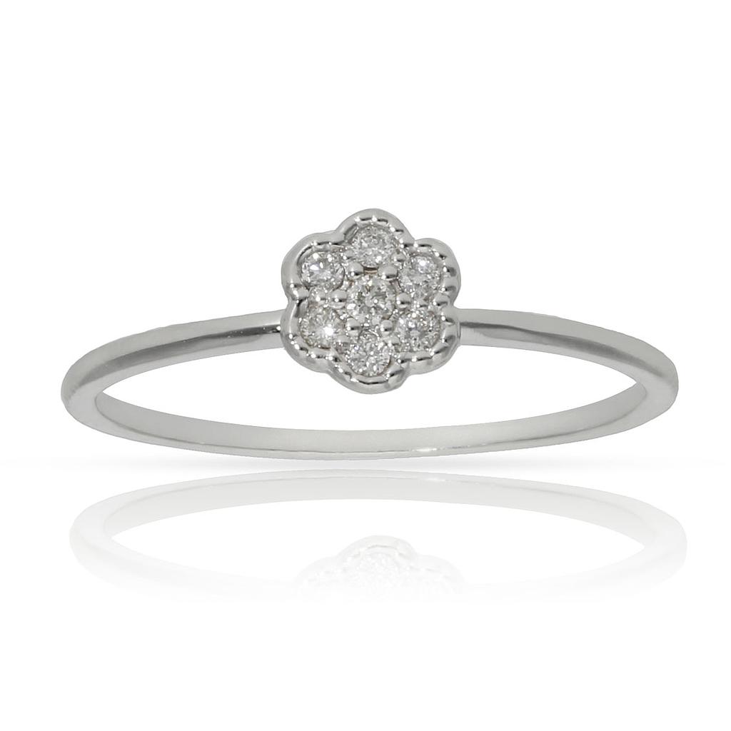 Sortija oro blanco 18kl flor diamantes