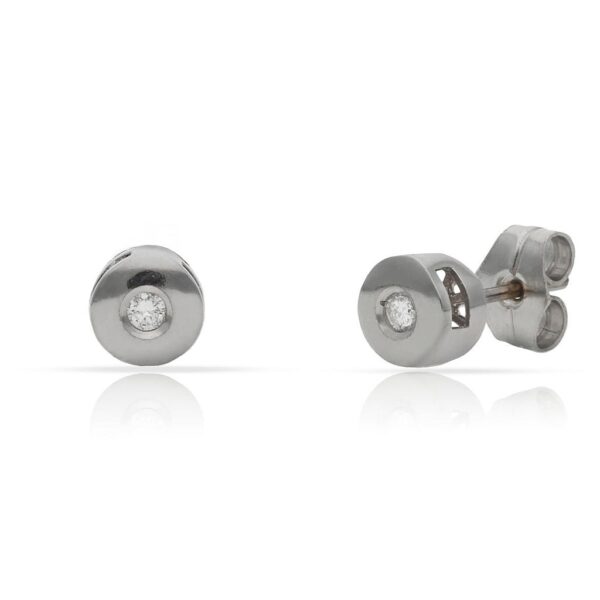 Pendientes oro blanco 18kl diamantes chaton - 6.50mm