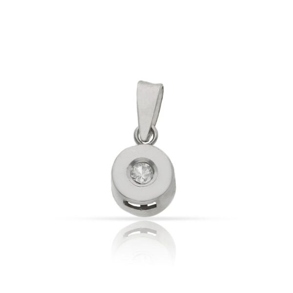 Colgante oro blanco 18kl diamante chaton - 6.50mm