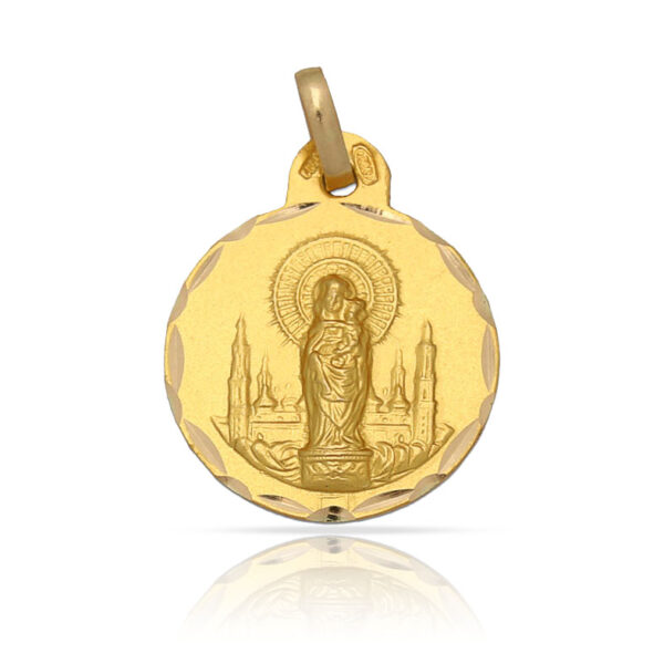 Medalla oro 18kl v. Del pilar - 17mm