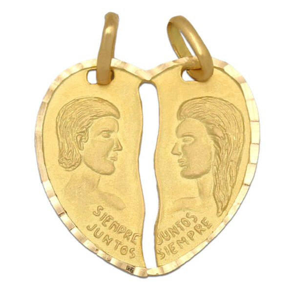 Medalla oro 18kl corazon partido - 19x19mm
