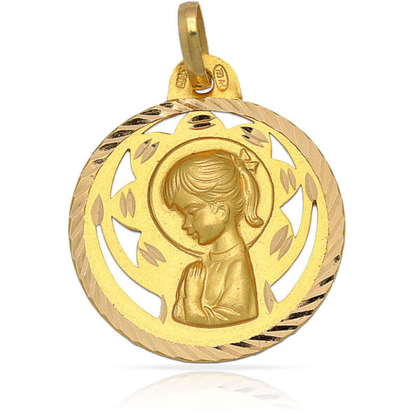 Medalla oro 18kl v. Niña 22 mm