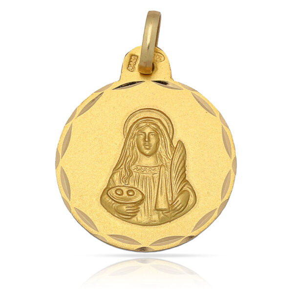 Medalla oro 18kl santa lucia - 19mm
