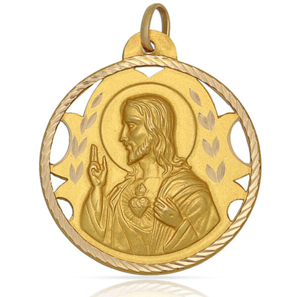 Medalla oro 18kl sagrado corazon - 24mm