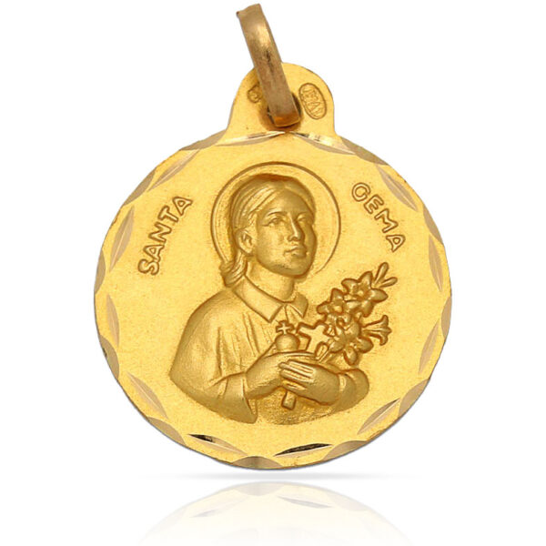 Medalla oro 18kl santa gema - 19mm