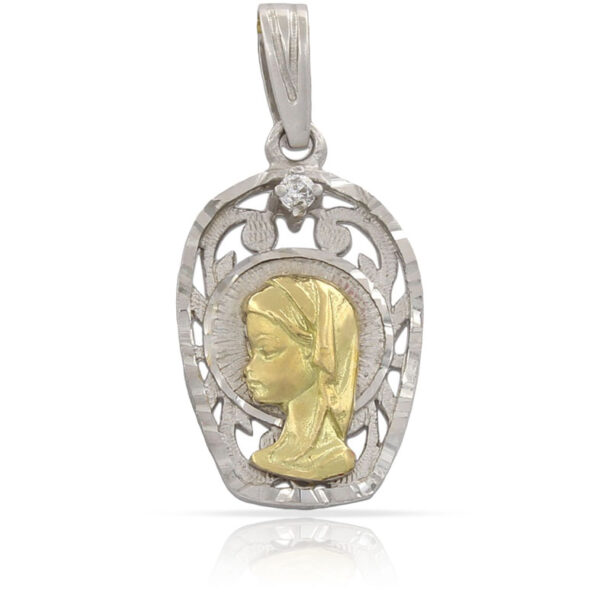 Medalla oro 18kl virgen niña - 13x21mm