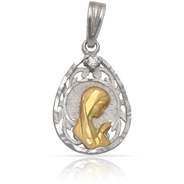 Medalla oro 18kl virgen niña - 14x21mm