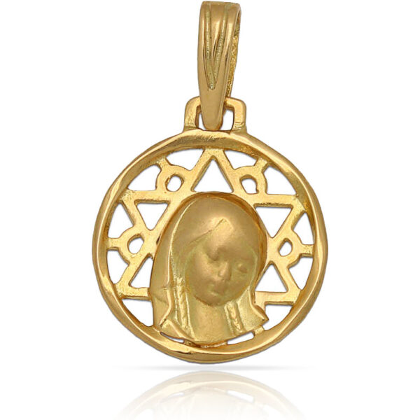 Medalla oro 18kl virgen niña de 16mm
