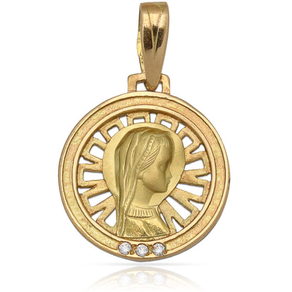 Medalla oro 18kl virgen niña de 16mm