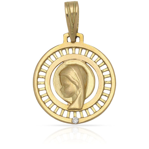 Medalla oro 18kl virgen niña - 17mm