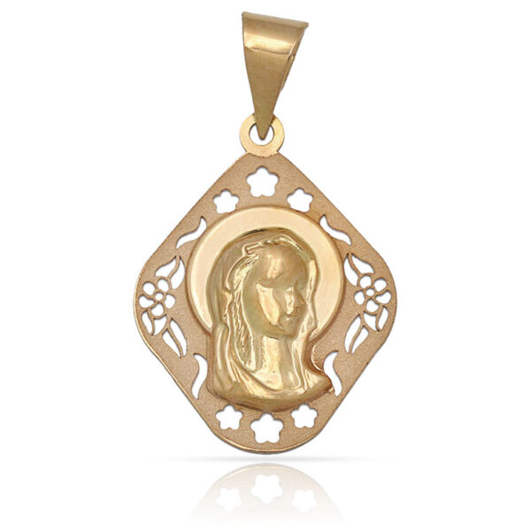 Medalla oro 18kl virgen niña - 17x22mm