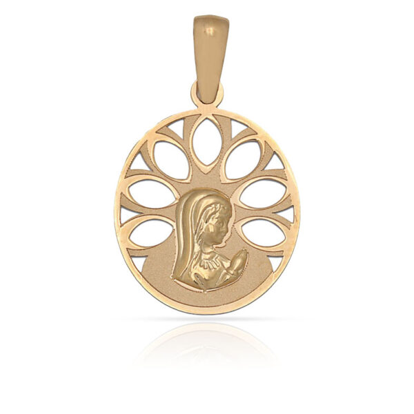Medalla oro 18kl virgen niña - 15x19mm
