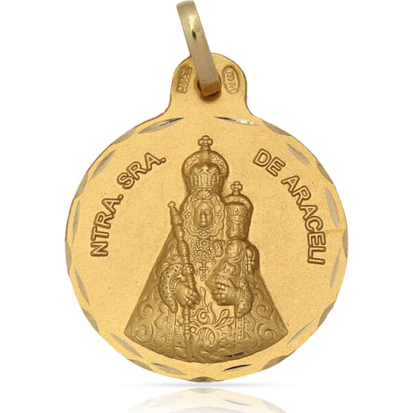 Medalla oro 18kl v. De la araceli- 21mm