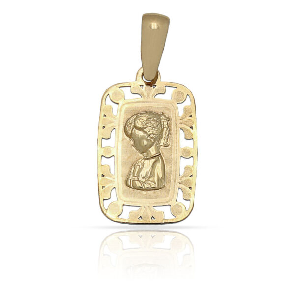 Medalla oro 18kl virgen niña - 10x17mm