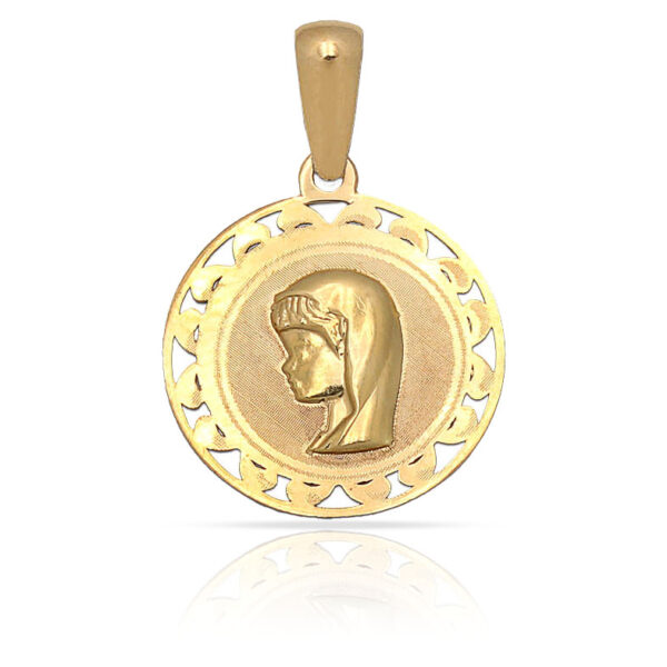 Medalla oro 18kl virgen niña - 15mm