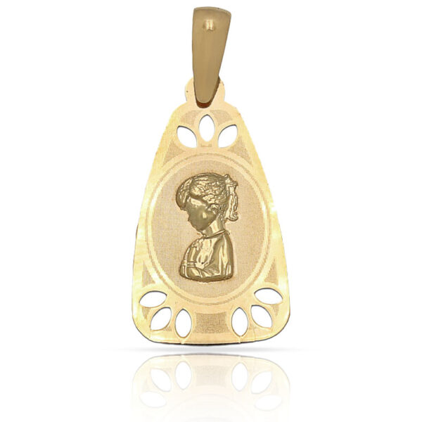 Medalla oro 18kl virgen niña - 12x21mm