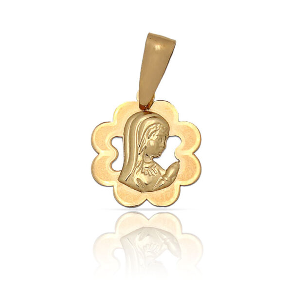 Medalla oro 18kl virgen niña - 11x13 mm