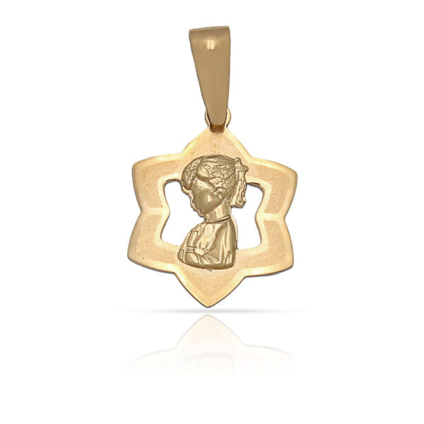 Medalla oro 18kl virgen niña - 12x15mm