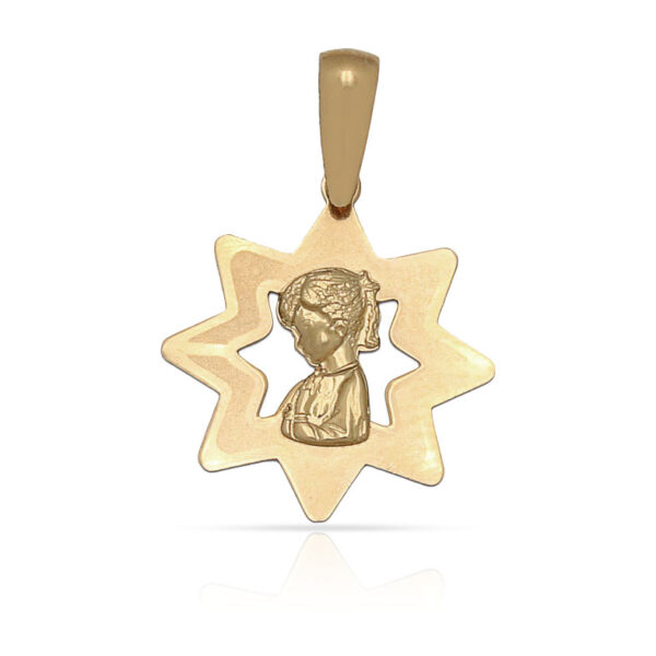 Medalla oro 18kl virgen niña - 16x17mm