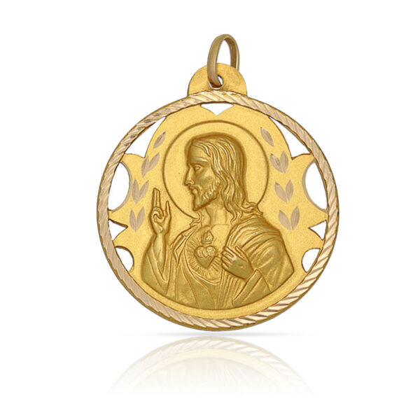Medalla oro 18kl sagrado corazon - 20mm