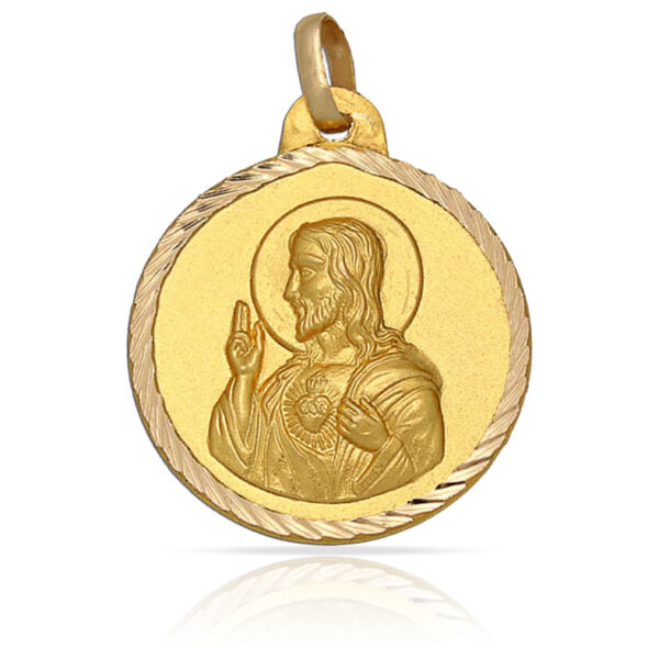 Medalla oro 18kl sagrado corazon - 22mm