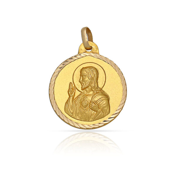 Medalla oro 18kl sagrado corazon - 18mm