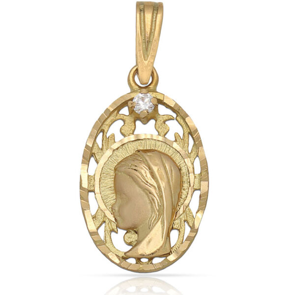 Medalla oro 18kl virgen niña - 13x21mm