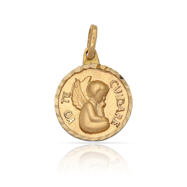 Medalla oro 18kl "yo te cuidare" - 13mm