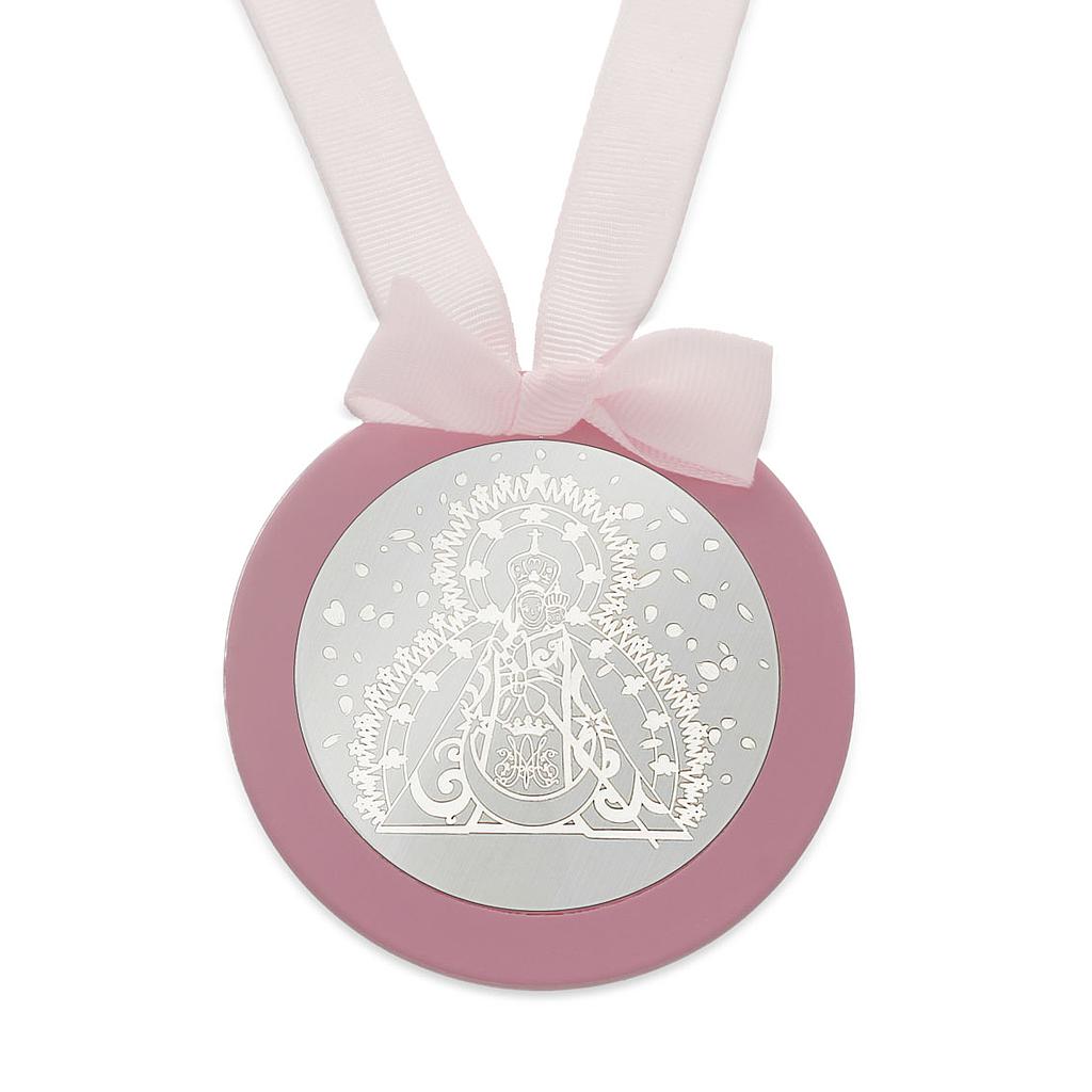 Medalla cuna plata 925mm redonda virgen de la cabeza