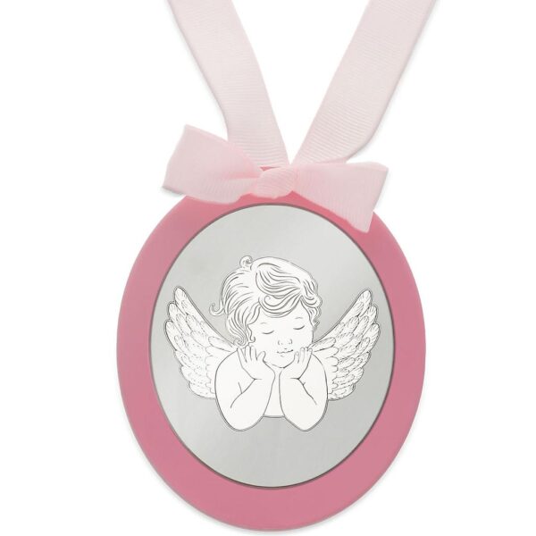 Medalla cuna plata 925mm ovalada angel
