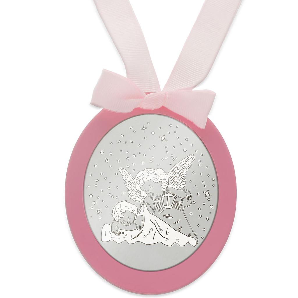 Medalla cuna plata 925mm ovalada angel de la guarda