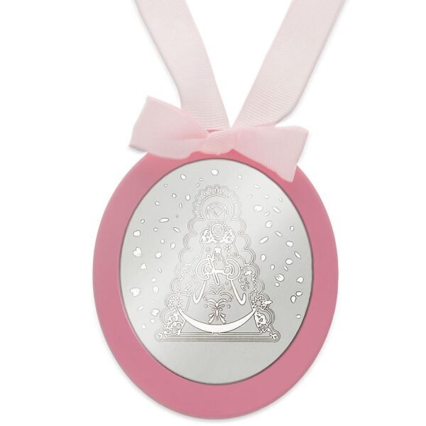 Medalla cuna plata 925mm ovalada virgen del rocio