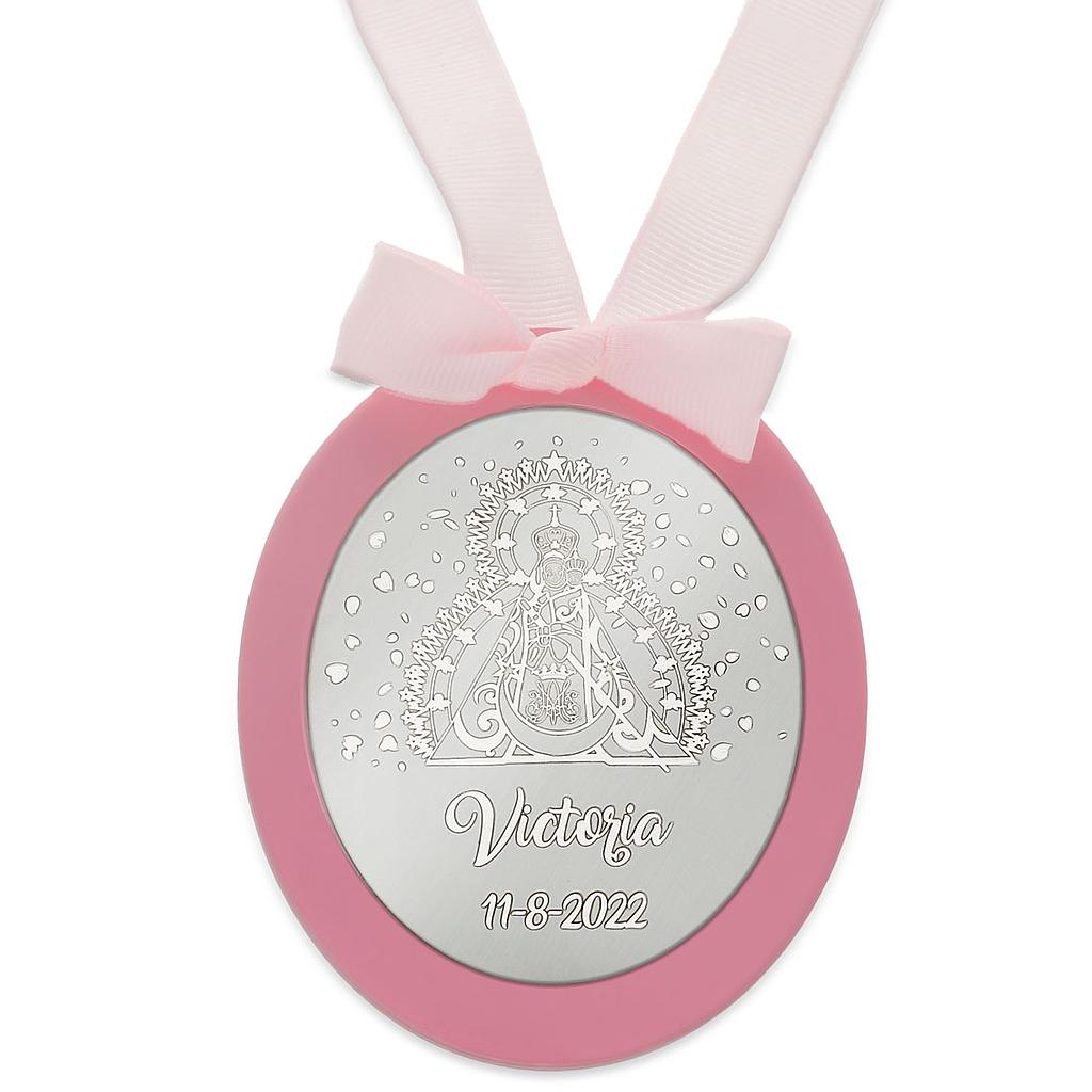 Medalla cuna plata 925mm ovalada virgen de la cabeza