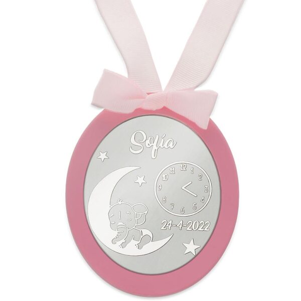 Medalla cuna plata 925mm ovalada elefante