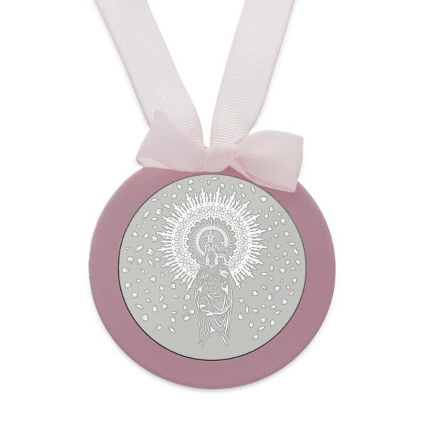 Medalla cuna plata 925mm redonda virgen del pilar