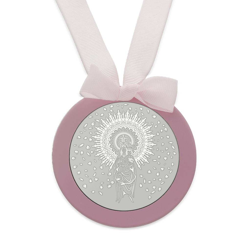Medalla cuna plata 925mm redonda virgen del pilar