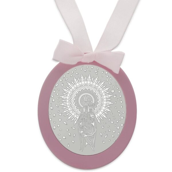 Medalla cuna plata 925mm ovalada virgen del pilar