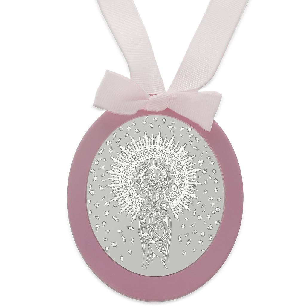 Medalla cuna plata 925mm ovalada virgen del pilar