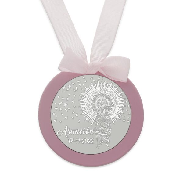 Medalla cuna plata 925mm redonda virgen del pilar